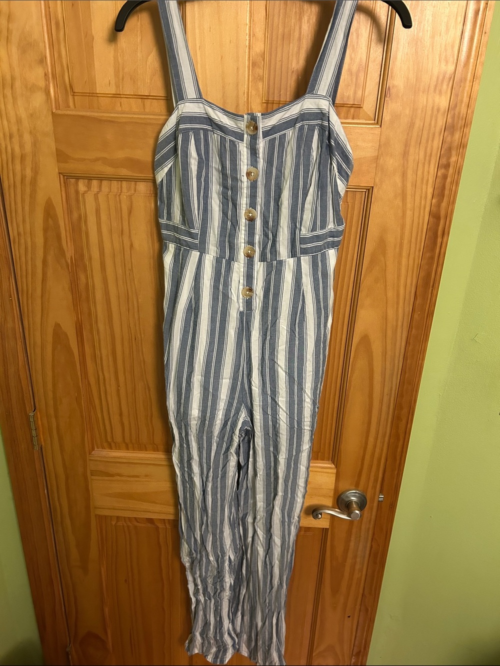 PacSun Blue and White Striped Jumpsuit